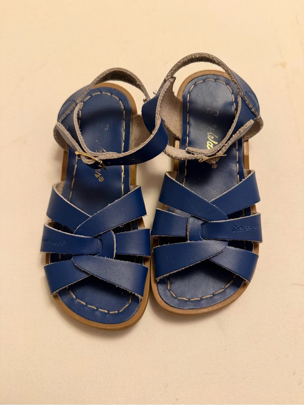 Salt Water Sandals by Hoy Navy Blue Leather Toddler Cross-Strap Sandals